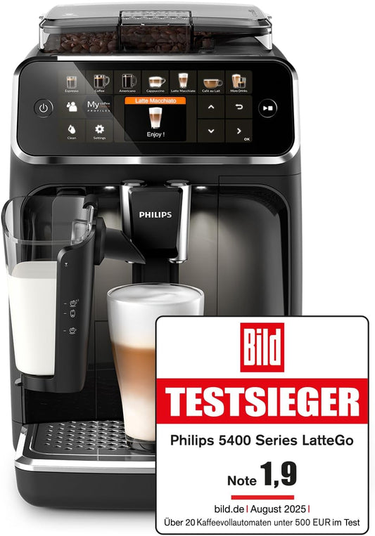 Serie 5400 EP5441/50–Genießen Sie 12 Getränke,schnell reinigendes LatteGo,intuitives TFT-Display, anpassbare Kaffeeeinstellungen